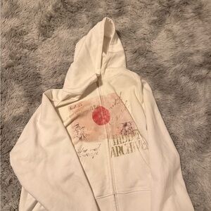 Men's White Graphic Hoodie Jacket